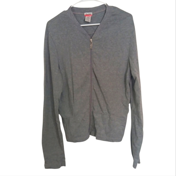 Danskin Grey Collarless Full Zip Lightweight Jacket Size Large - Picture 1 of 3